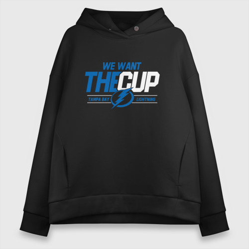 Женское худи Oversize хлопок Tampa Bay Lightning We want the cup Тампа Бэй Лайтнинг, цвет черный