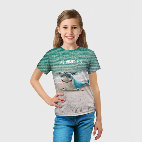 Детская футболка 3D Я скучаю - Акула, цвет 3D печать - фото 5