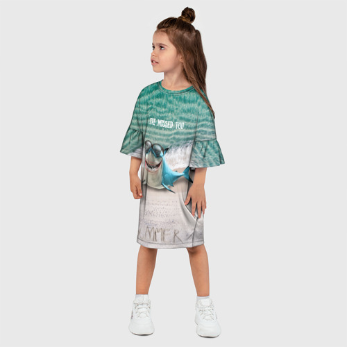 Детское платье 3D Я скучаю - Акула, цвет 3D печать - фото 3