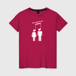 Женская футболка хлопок Music connecting people