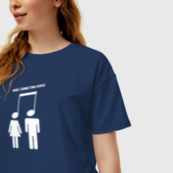 Женская футболка хлопок Oversize Music connecting people - фото 2