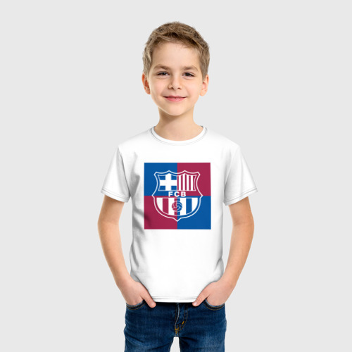 Детская футболка хлопок FC Barcelona - Logos, цвет белый - фото 3