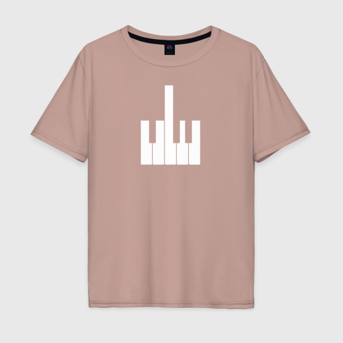 Мужская футболка хлопок Oversize Piano Fuck, цвет пыльно-розовый
