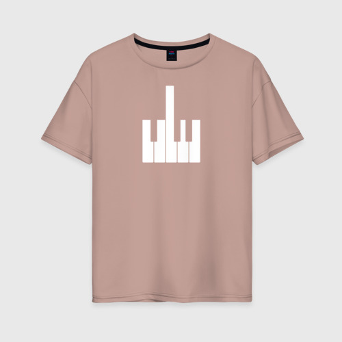 Женская футболка хлопок Oversize Piano Fuck, цвет пыльно-розовый