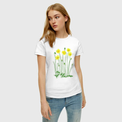 Женская футболка хлопок Эскиз желтые цветы - фото 2