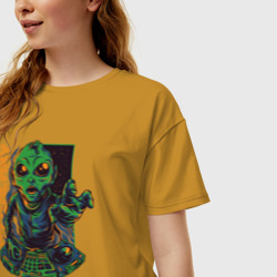 Женская футболка хлопок Oversize Инопланетянин DJ - фото 2