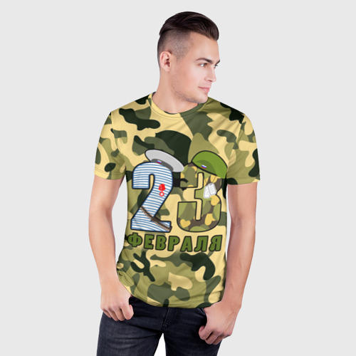 Мужская футболка 3D Slim Сильные подарки ко Дню Защитника Отечества, цвет 3D печать - фото 3