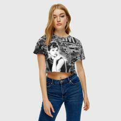 Женская футболка Crop-top 3D Одри Хепберн. Завтрак и Тиффани - фото 2