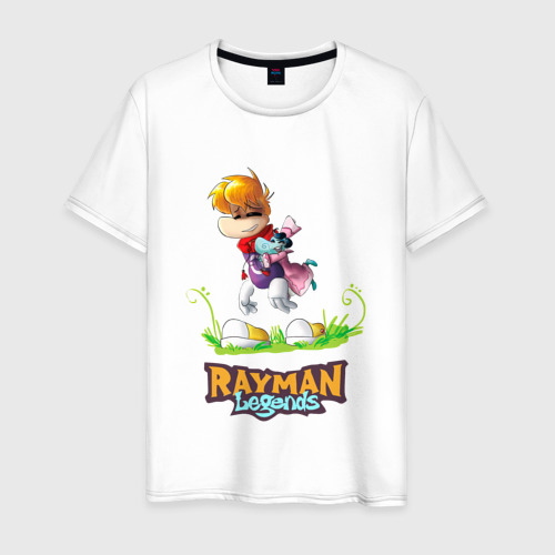 Мужская футболка из хлопка с принтом Уставший Rayman, вид спереди №1