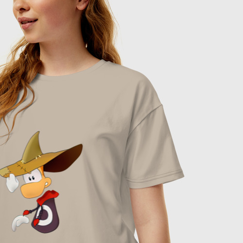 Женская футболка хлопок Oversize Rayman в шляпе, цвет миндальный - фото 3