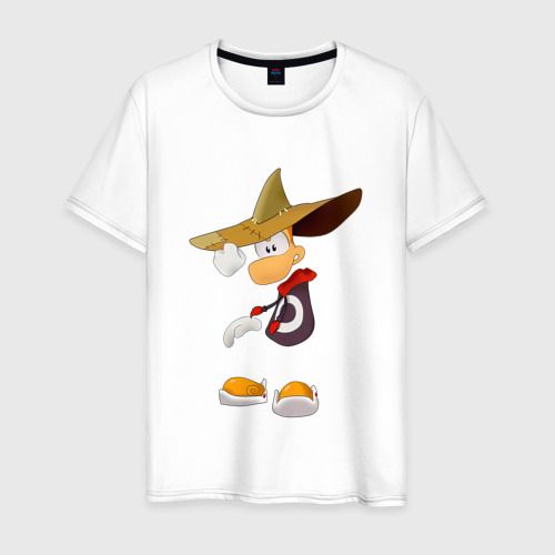 Мужская футболка из хлопка с принтом Rayman в шляпе, вид спереди №1