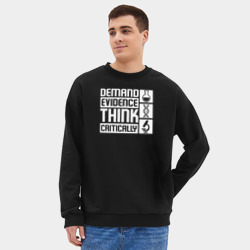 Мужской свитшот oversize без начеса хлопок Требовать доказательств, мыслить критически - фото 2