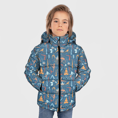 Зимняя куртка для мальчиков 3D Йога, Гимнастика, Медитация, цвет светло-серый - фото 3