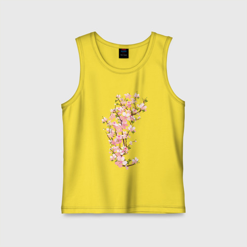 Детская майка хлопок Весна Цветущая сакура Japan, цвет желтый