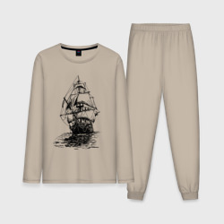 Pacific ocean Frigate – Мужская пижама с лонгсливом хлопок с принтом купить
