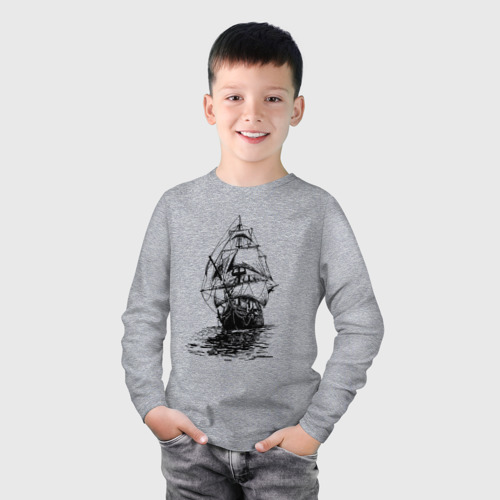 Детский лонгслив хлопок с принтом Pacific ocean / Frigate, фото на моделе #1