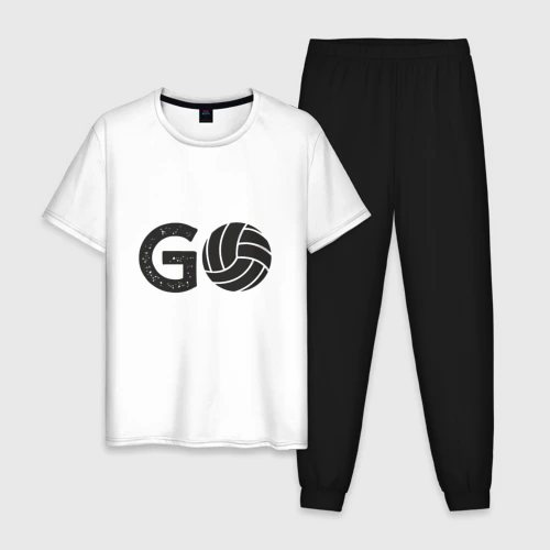 Мужская пижама с белой футболкой хлопок Go Volleyball