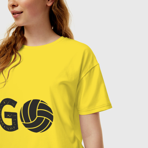 Женская футболка хлопок Oversize Go Volleyball, цвет желтый - фото 3