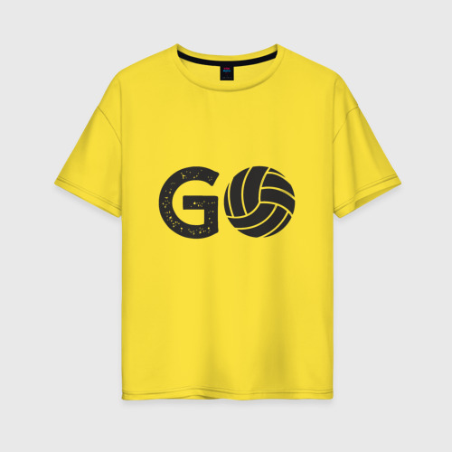 Женская футболка хлопок Oversize Go Volleyball, цвет желтый