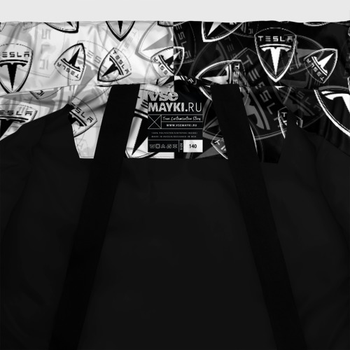 Зимняя куртка для мальчиков 3D с принтом Tesla black and white logo pattern, фото #5