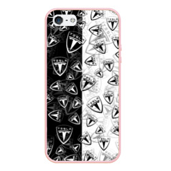 Чехол для iPhone 5/5S матовый Tesla black and white logo pattern