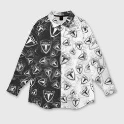 Мужская рубашка oversize 3D Tesla black and white logo pattern