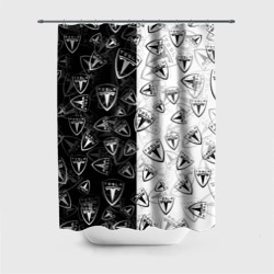 Штора 3D для ванной Tesla black and white logo pattern