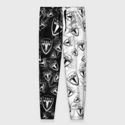 Женские брюки 3D Tesla black and white logo pattern
