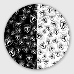 Круглый коврик для мышки Tesla black and white logo pattern