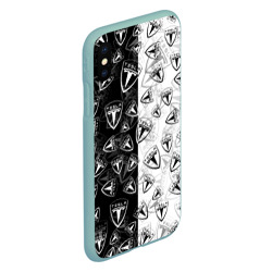 Чехол для iPhone XS Max матовый Tesla black and white logo pattern - фото 2