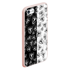 Чехол для iPhone 5/5S матовый Tesla black and white logo pattern - фото 2