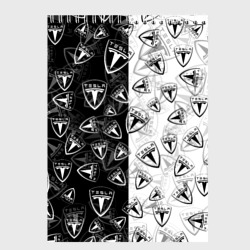 Скетчбук Tesla black and white logo pattern