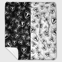 Плед с рукавами Tesla black and white logo pattern