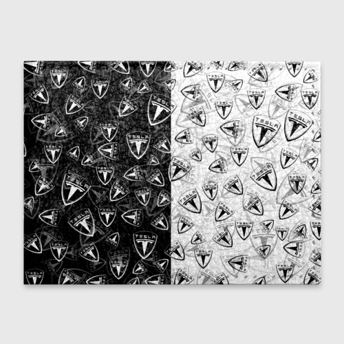 Обложка для студенческого билета Tesla black and white logo pattern, цвет бирюзовый