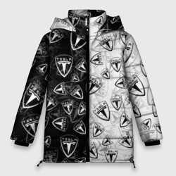 Женская зимняя куртка Oversize Tesla black and white logo pattern