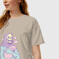 Женская футболка хлопок Oversize Властелины вселенной 2023 сердечки и котики - фото 2