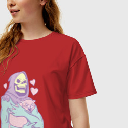 Женская футболка хлопок Oversize Властелины вселенной 2023 сердечки и котики - фото 2