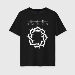 Женская футболка хлопок Oversize Bad Omens logo