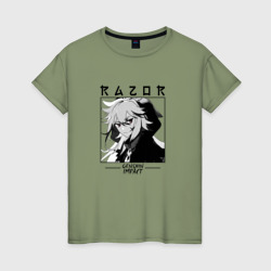 Женская футболка хлопок Рэйзор , Геншин Импакт в квадрате