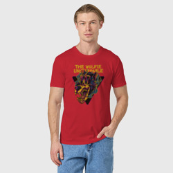 Мужская футболка хлопок Волк с огненными глазами - фото 2