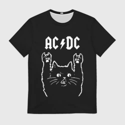 Мужская футболка 3D AC DC, Рок кот