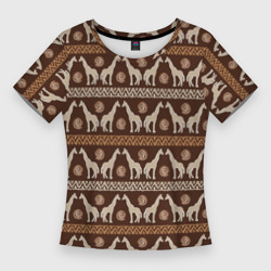 Женская футболка 3D Slim Жирафы Африка паттерн