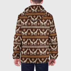 Куртка с принтом Жирафы Африка паттерн для мужчины, вид на модели сзади №2. Цвет основы: белый