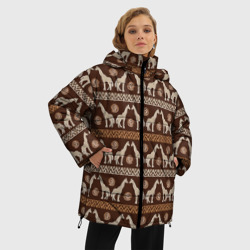 Женская зимняя куртка Oversize Жирафы Африка паттерн - фото 2