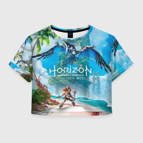 Женская футболка Crop-top 3D Horizon Запретный Запад Элой, цвет 3D печать