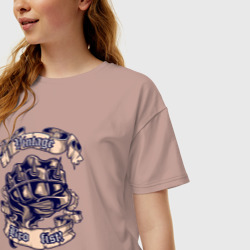 Женская футболка хлопок Oversize Кулак с кастетом BroFist - фото 2