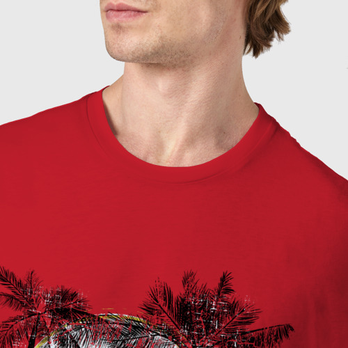 Мужская футболка хлопок Скелет пират, цвет красный - фото 6