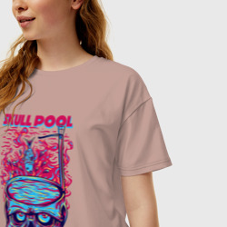 Женская футболка хлопок Oversize Череп бассейн - фото 2