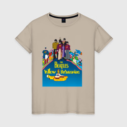 Женская футболка хлопок The Beatles on a Yellow Submarine