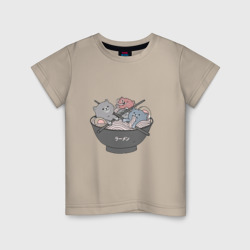 Коты и Рамен – Детская футболка хлопок с принтом купить со скидкой в -20%